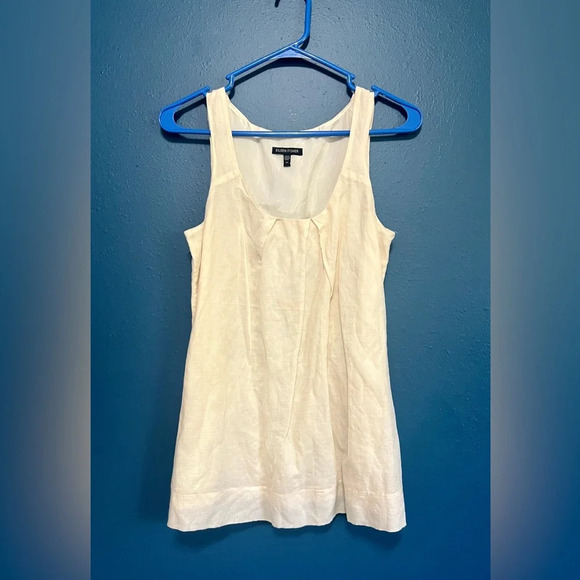 Eileen Fisher Pleated Shadow Stripe Silk Tank Top - XS - Picture 2 of 8